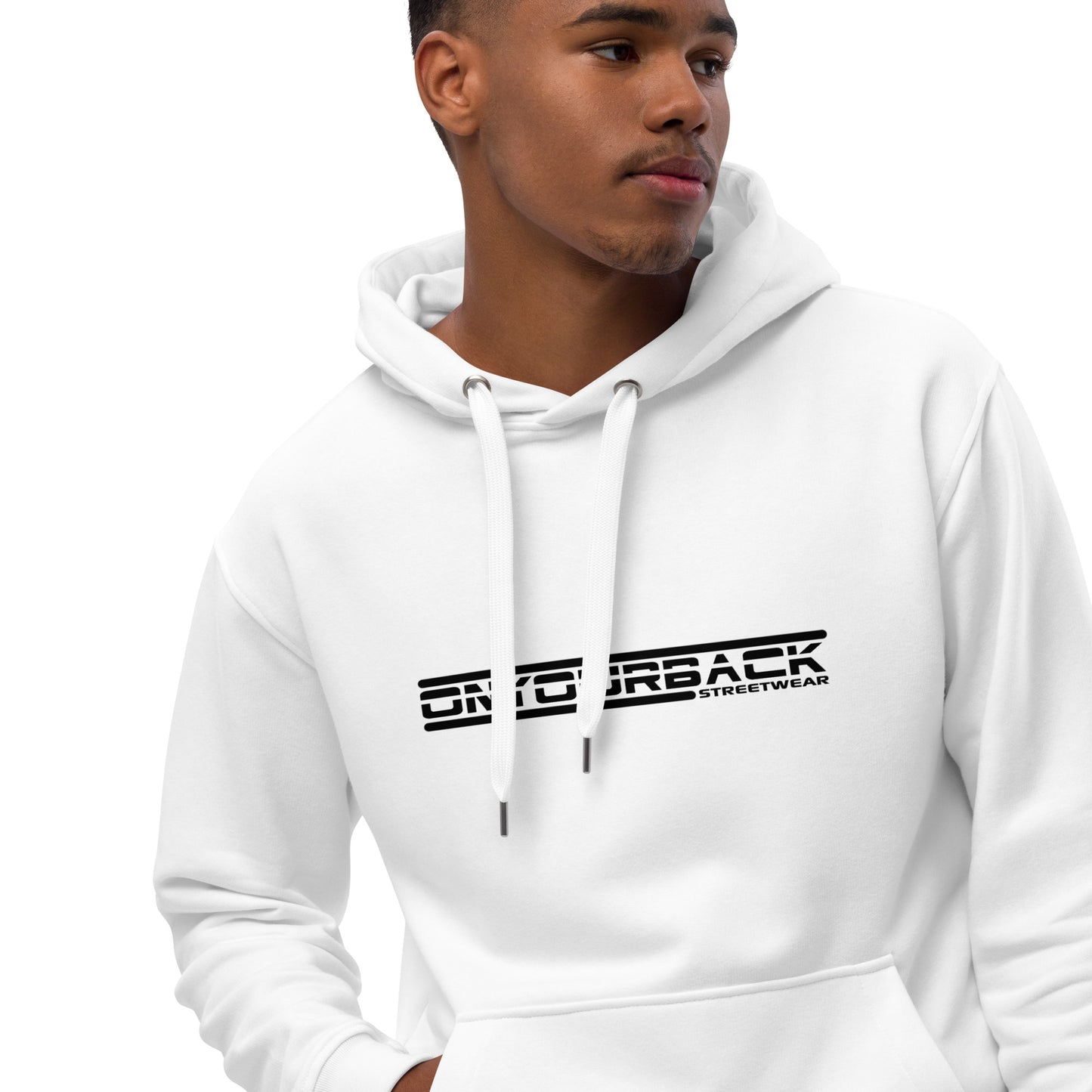 “YOU CANT CATCH ME” Premium eco hoodie (White)