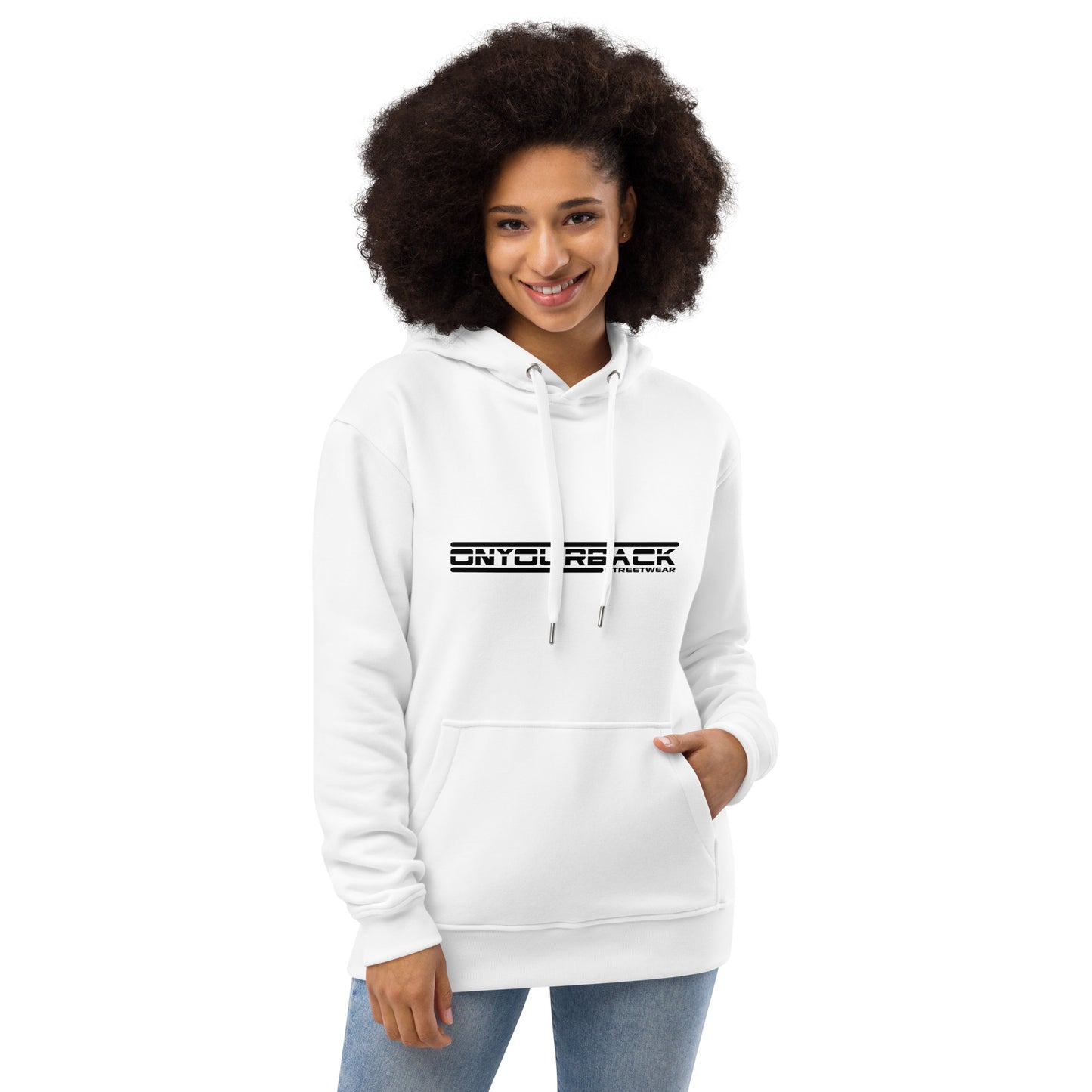 “YOU CANT CATCH ME” Premium eco hoodie (White)